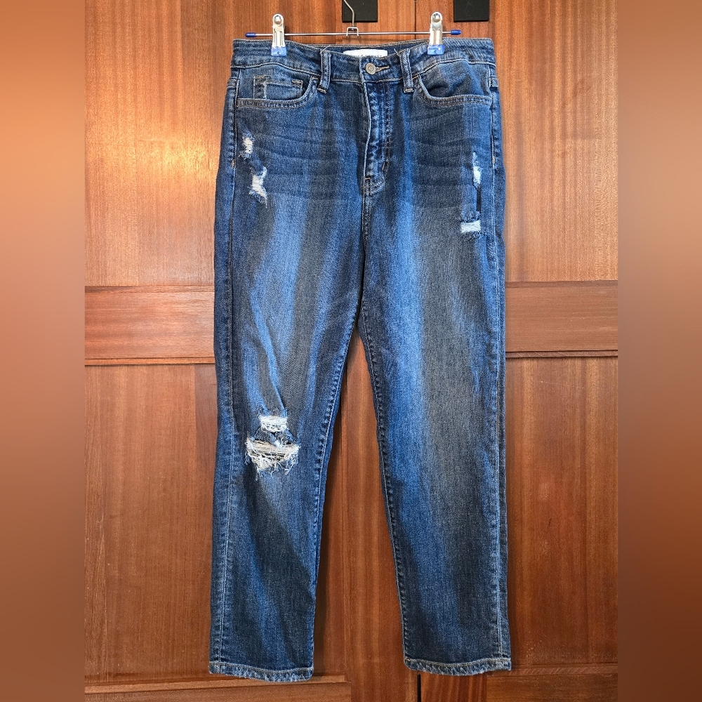 Flying Monkey Highrise Skinny Ankle Distressed Blue Jeans